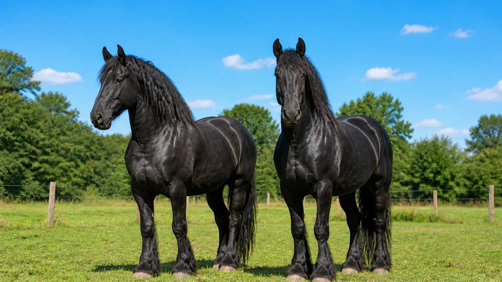 Cheval percheron dans une pâture du Perche