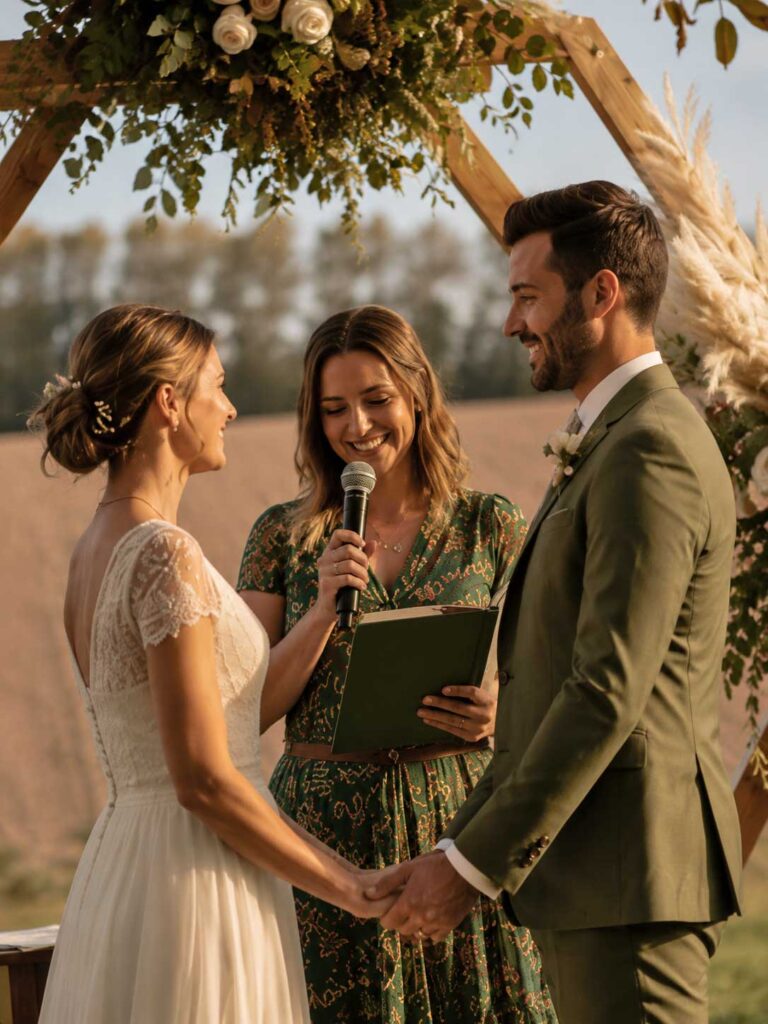 Officiant et préparation d’une cérémonie laïque au domaine